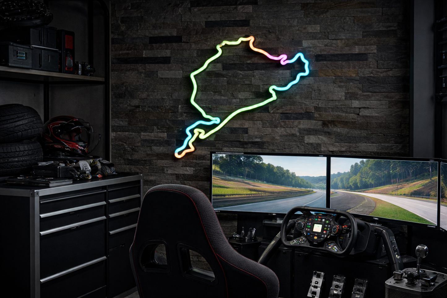 Nürburgring lumineux LED – Néon circuit automobile déco murale premium